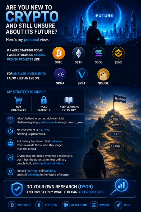 The image features a poster or flyer for Bitcoin, which has been designed with a blue color scheme. The poster includes various icons related to cryptocurrency, such as Bitcoins, Ethers, and other digital assets. It also contains text that provides information about Bitcoin and its future. The main focus of the poster is on Bitcoin, but it also mentions other cryptocurrencies like Ethers and DOGE (decentralized odd-job currency). The design elements include a man standing in front of a mountain with a city skyline behind him, which adds to the overall theme of cryptocurrency and digital assets.