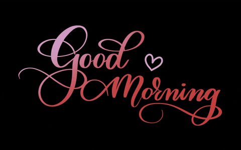 The image features a black background with pink and red cursive text that reads "Good Morning" written in an elegant, flowing script style. The text is positioned at the bottom of the image, drawing attention to its message. The overall design has a clean and modern aesthetic, which complements the simplicity of the text.