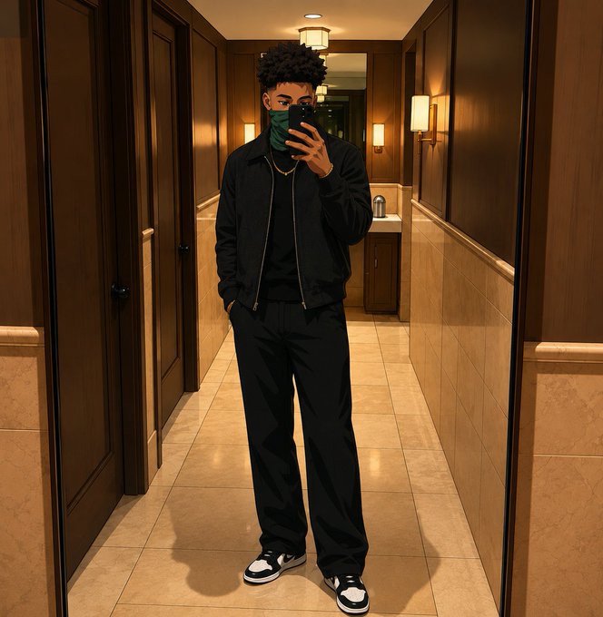 The image features a man wearing black pants and shoes standing in an empty hallway with tan walls, taking a selfie using his cell phone. The caption for the image reads "good morning winners $RIVER continues to highlight why liquidity remains one of the most important layers in Web3. As ecosystems expand, the ability for capital to move efficiently across opportunities becomes a key driver of sustainable growth."