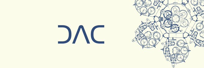 A logo graphic displays 'DAC' in stylized blue text on a cream background alongside intricate technical illustrations of mechanical or nautical components.