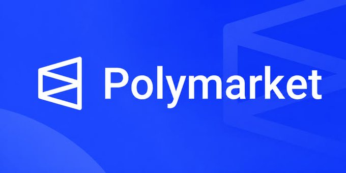 The Polymarket logo displayed in white text on a blue background.