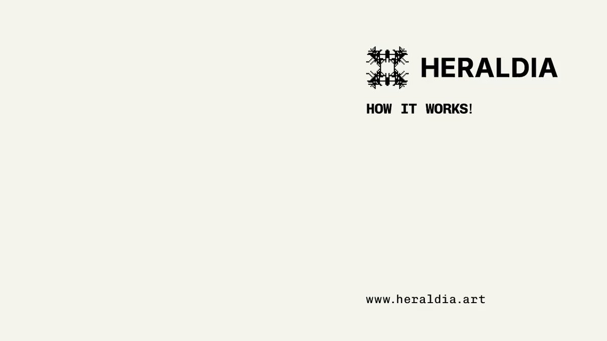 The image features a white banner with black text that says "Heraldia" followed by "How It Works!". Below this, there's an additional line of black text that reads " opensea.io/collection/her " . . .". The image itself is not detailed enough to provide more information about the content or context of the banner and its relationship with the post.