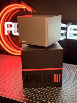 The image showcases a UPERFECT Apollo III portable monitor stacked on its branded box against a neon-lit background. This product photo ties to the 4th of July Giveaway celebration and the limited-time 10% off sale using code USA250, highlighting the premium monitor prize and discount offer.