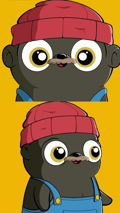 The image features a cartoon character wearing blue overalls with a red hat that has a mustache. The character appears to be a black bear, possibly a cartoon character or a mascot for an Iron type fudge brand. There are two different versions of this character in the image - one on the left side and another on the right side. Both characters have their eyes open wide as if they're looking at something interesting or amusing. The caption below the images reads: "New pair of fugz making number 30 !!! Also first Iron type Fug z acquired @FugzOfficial".