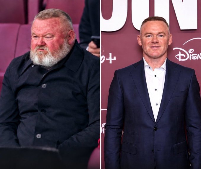 A side-by-side comparison photo showing an older man with a beard in dark clothing on the left, and a younger, slimmer man in a navy blue suit on the right.