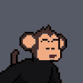 A pixel art illustration of a brown monkey wearing a dark hoodie, shown against a plain gray background.