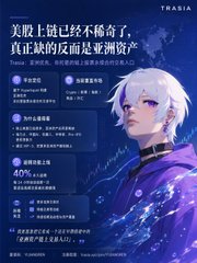 A promotional poster from TRASIA features an anime-style figure and highlights that 40% of users are interested in on-chain Asian assets, directly supporting the post's message about the unmet demand for Asian investment opportunities on-chain beyond accessible US stocks and commodities.