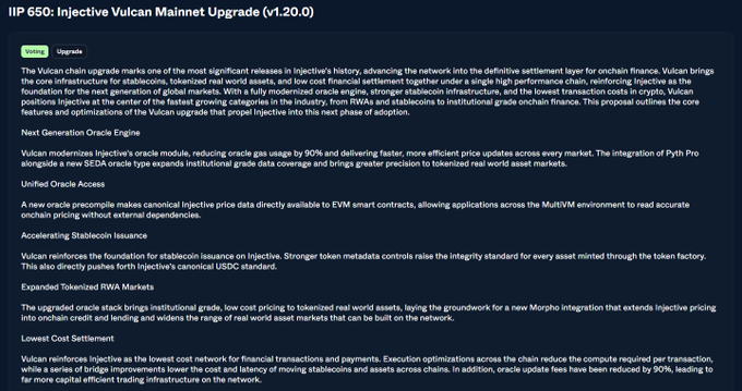 The image shows a website called Injective MainNet which offers its services via a financial exchange, specifically on the CFTC (Chicago Futures Trading Commission) regulated futures market. The post displays information about a massive institutional adoption of Injective's platform, along with details about the $SEDA futures exchange it is set to use as part of its institutional growth strategy.
