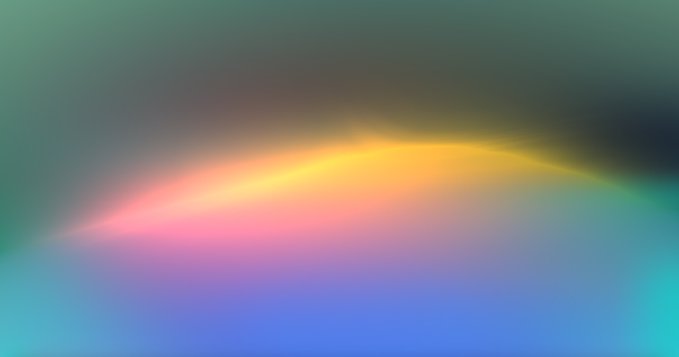 An abstract, blurred gradient image featuring flowing bands of green, yellow, pink/red, and blue colors against a dark background.