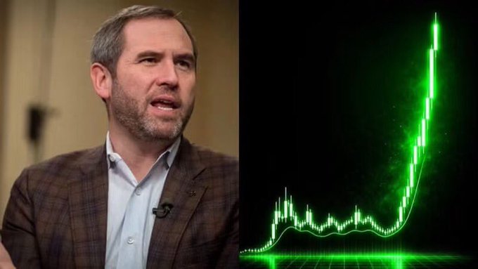 A man with a beard wearing a brown blazer appears on the left, while a glowing green financial chart showing a sharp upward spike is displayed on the right.
