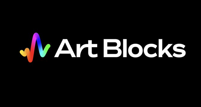 The 'Art Blocks' logo featuring a colorful wavy symbol next to white text on a black background.