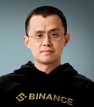 A man wearing glasses and a black "BINANCE" hoodie appears in a headshot against a blue background, corresponding to the post referencing Binance founder CZ and his bullish $1,000,000 Bitcoin price prediction.