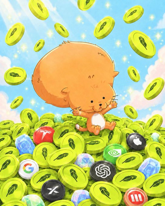 An adorable cartoon hamster with fluffy orange fur sits atop a massive pile of glowing green tokens emblazoned with leaf logos, surrounded by falling coins and scattered with colorful casino chips bearing logos of brands like Google, ChatGPT, Tesla, and Apple under a bright, sparkly sky. The whimsical scene visually embodies the post's message of "owning the casino," with the cheerful mascot representing everyday people claiming power over the tech giants and gambling on their own terms, while the contract address (CA: 0xbe2f94a9566e9b1419c3f3fc2b6ebbf9744cfdc6) invites viewers to join the game.