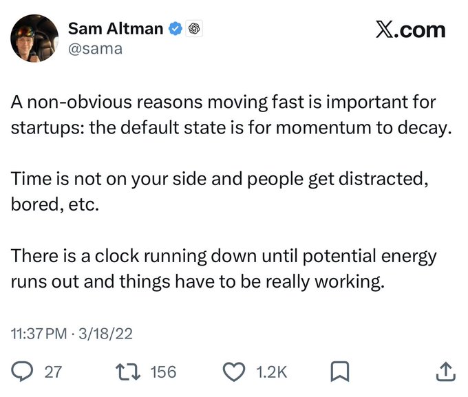 xtracker.com's Twitter account features a white background with black text, including a tweet from Sam Altman about the importance of time management for startups.