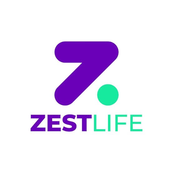 Logo for "ZESTLIFE" featuring a stylized purple "Z" and green dot above the text.