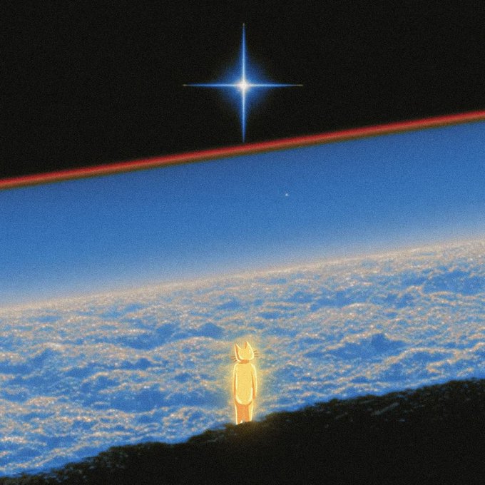 A small glowing figure stands on a dark ridge against Earth's horizon, gazing up at a brilliant star shining in the black expanse above. The image embodies the post's message about enduring conviction during long holds—a solitary believer watching from below while a distant guiding light represents the eventual upside of patience.