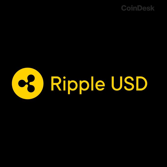 CoinDesk graphic displaying the 'Ripple USD' logo in yellow on a black background, featuring Ripple's signature three-circle icon.
