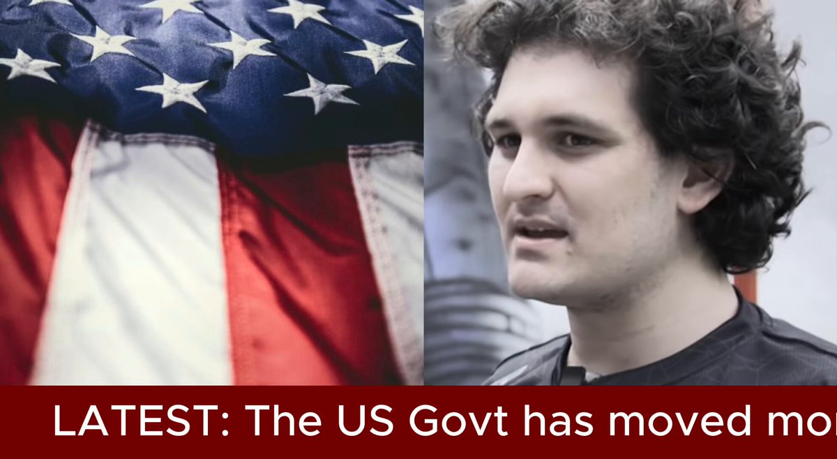 The image shows a collage with two different scenes featuring an American flag, a man's head, and text. The collage includes an image of the US flag, possibly a close-up shot of it. In another part of the image, there is a young man wearing glasses or having dark hair, which seems to be a part of the collage as well. The collage also contains information about the U.S. government's recent actions in relation to the FTX and the amounts involved: 

"The US Government has moved nearly $1M worth of funds seized years ago fromFTX/Alameda." - This text appears in both parts of the image, suggesting a connection between the American flag and the government action. The image also includes some text about Alameda, which is likely related to the incident involving the FTX exchange.