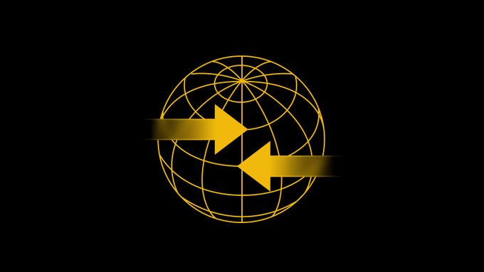A golden wireframe globe with two arrows pointing in opposite directions illustrates the cross-border, round-the-clock flow of tokenized US equities now enabled by the SEC's Innovation Exemption.