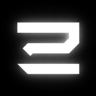 A glowing white number "2" logo displayed against a black background.