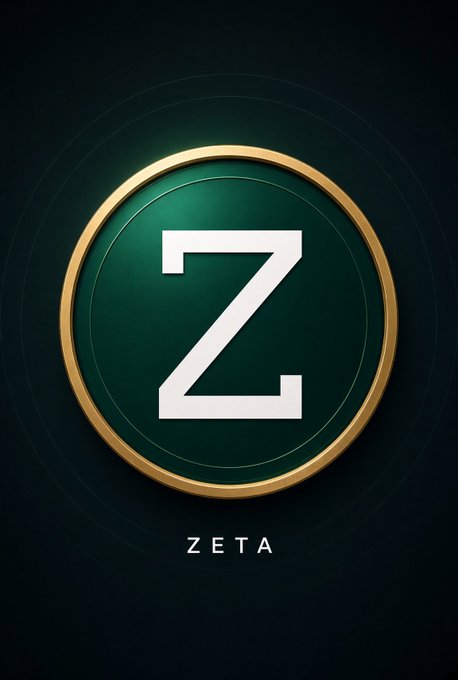 A circular emblem with a gold rim on a dark green background featuring a large white letter 'Z' with the word 'ZETA' below it.