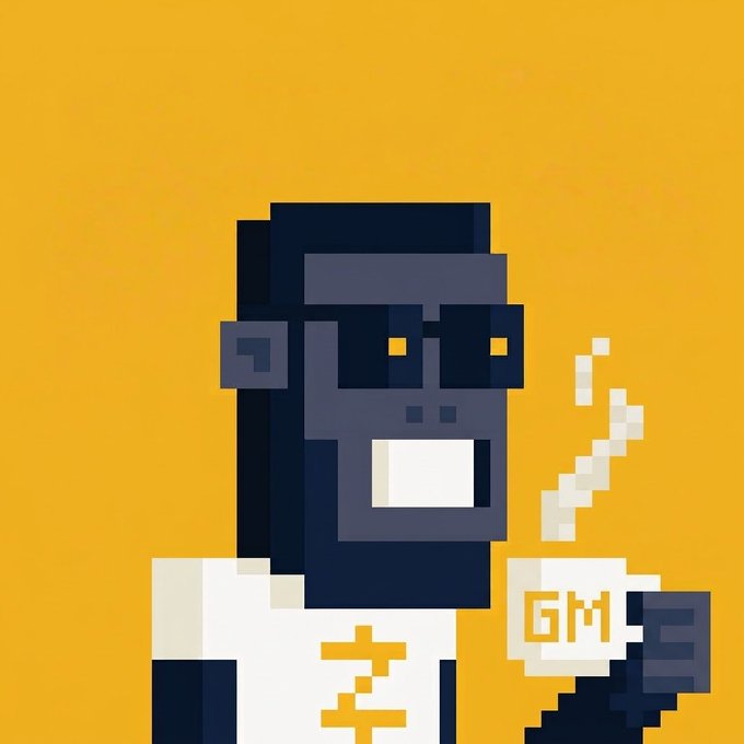 Pixel art of a dark-skinned character with a beard and sunglasses, wearing a white shirt with a 'Z' logo, smoking a cigarette on an orange background.