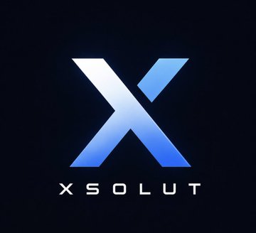 A sleek dark blue logo featuring a stylized gradient "X" with the text "XSOLUT" displayed beneath it, representing the XST cryptocurrency that has surpassed 1 cent to reach an $11.2 million market cap with a 90% weekly gain.