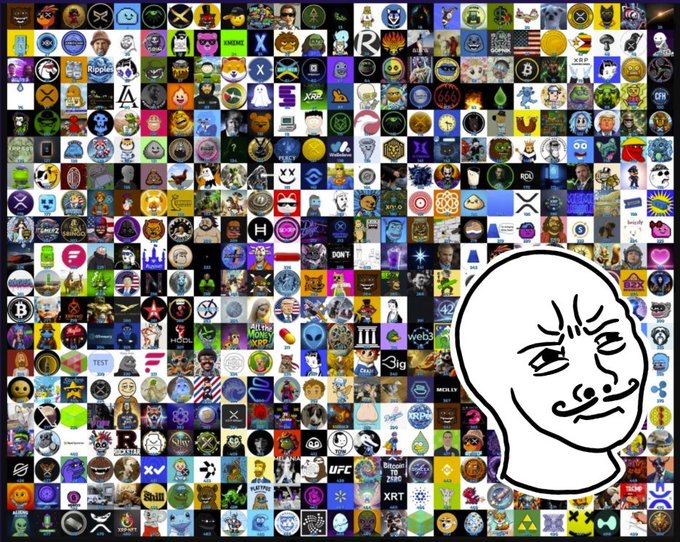 The image features a grid of various logos and icons, including a white head with an XPM, and other symbols related to Bitcoin such as a dollar sign or a coin. The text in the image seems to be promoting a new hashtag on Twitter called "Gm and happy weekend #XRPArmy Im scanning low caps today Shill me your highest-conviction gem under $500k market cap". This post appears to focus on finding hidden XRP gems among a crowd of other cryptocurrency coins, as well as the best ones that users can use at this time. The overall atmosphere seems to be humorous and lighthearted with an element of mystery involved in searching for these lesser-known cryptocurrencies.