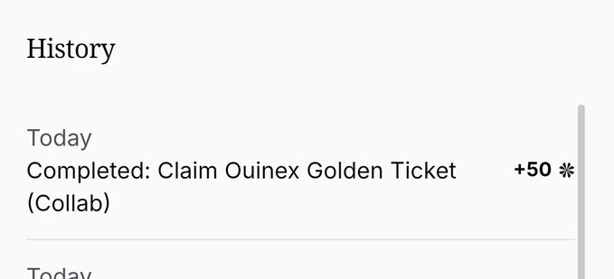 The image shows a screenshot of an app called @quipnetwork that has a new task posted for completion. The task description reads "Before you sleep I want to remind you that @quipnetwork has a new limited time task on the website Easy task actually, go and complete it now and get 50 Quip points More points, more $QUIP?". This post is related to the image because it contains information about completing tasks or activities. The main focus of this image should be on the text in the screenshot that reads "Today completed: Claim Ouinex Golden Ticket (Collab)".