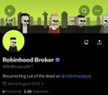 A dark-themed webpage shows a 'Robinhood Broker' notification reading 'Requesting put of the deal on stolennftshady' with a value of '1.5 WETH ($2,815.82)'.