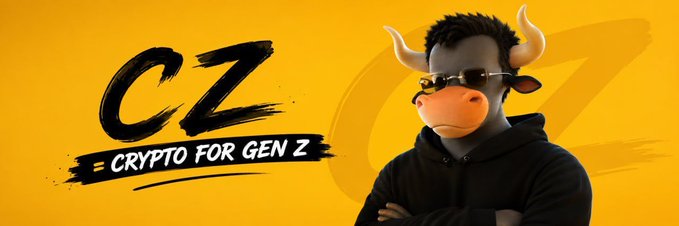 A cartoon bull mascot wearing sunglasses and a black hoodie stands beside bold "CZ" lettering with the tagline "CRYPTO FOR GEN Z," visually promoting the $CZ token narrative tied to the BSC meme summer movement targeting Generation Z crypto traders.