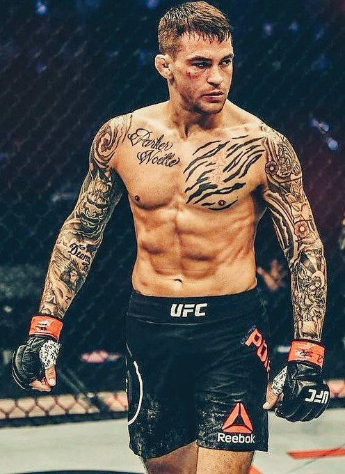 A tattooed UFC fighter wearing Reebok shorts and gloves stands in the octagon with a cut above his eye, displaying visible text including "UFC," "Reebok," and a "Pork N Beans" chest tattoo. The image of a battle-tested athlete seems used to evoke themes of strength, resilience, and underdog energy to promote the $IGBBMN Solana token as an early, high-potential play.