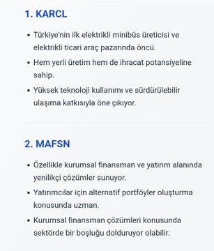 The image displays a Turkish stock market post listing two companies with brief descriptions: KARCL (described as Turkey's leading electric minibus manufacturer and a prominent player in the electricity production and trade market) and MAFSN (described as offering innovative institutional financing and investment solutions). The hashtags in the post (#MASFN, #METEN, #KARCL, #ALBTN) reference these and other stock tickers being discussed in what appears to be a humorous, meme-style take on Turkish stock market trading.