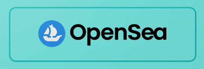 The OpenSea logo featuring a white sailboat icon inside a blue circle next to the word 'OpenSea' in bold black text on a teal background.