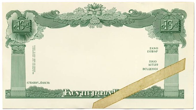 A vintage-style green ornate certificate frame featuring mirrored "1%4" tabs and decorative floral columns, with a golden ceremonial ribbon diagonally draped across it, whimsically illustrating how Wall Street packages the same underlying Bitcoin asset into multiple financial instruments like Strife's SATS preferred and SATA offerings.