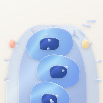The image features a 3D rendering of an eye cell, which appears to be blue with white spots. The cell is surrounded by other cells that are also blue, creating a sense of depth within the image. The background of the image is white, providing contrast and making it easier to focus on the eye cell. The post in question has been edited to include this 3D rendering of an eye cell as part of its content.