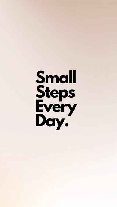 A minimalist beige poster featuring the motivational text 'Small Steps Every Day.' in bold black typography.