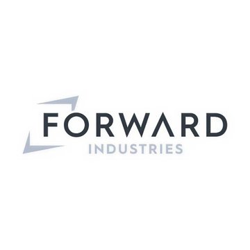 The image displays the "Forward Industries" company logo in dark text with "INDUSTRIES" in a lighter gray underneath, accompanied by geometric arrow/chevron graphics. The logo represents Forward Industries, the company mentioned in the news post about their recent acquisition of 500,000 SOL tokens worth approximately $39 million, bringing their total Solana holdings to 7,550,000.