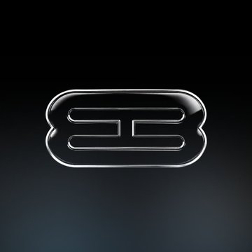 A metallic, chrome-like "8" logo centered on a dark background with subtle lighting reflections.