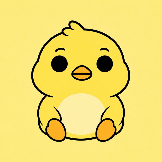 A cute cartoon yellow chick mascot with big black eyes and orange feet sits against a pale yellow background, serving as the playful mascot for the $GAZY meme coin promoted in the post.