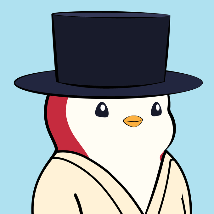 A cute cartoon illustration of a white and red bird-like character wearing a traditional black hat and cream-colored robe against a light blue background.