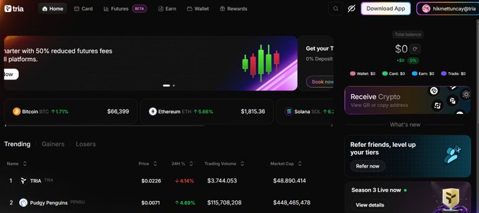 The image depicts a computer screen with a tabbed layout and a dropdown menu displayed above a cryptocurrency exchange website's main page called "GN In crypto, most things start with short-term incentives but what survives long term are the ones that turn daily usage into habit." The website offers a free app for users to download which is specifically designed to help traders trade efficiently. As part of this app, there's an overlay of trading options, and various indicators related to trading such as price trends, volume data, and sentiment analysis. It also provides access to different cryptocurrency exchanges where users can trade their cryptocurrency.
