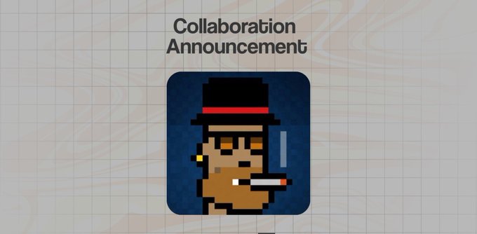 A pixel art image with the text "Collaboration Announcement" at the top features a mustachioed character wearing a black top hat with a red band and smoking a cigarette, representing the Arc Punks NFT collection giveaway promotion on Arc 9.16 Mainnet.