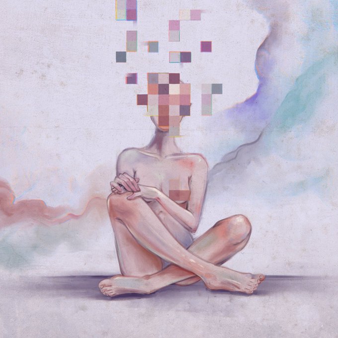 The image features a meditative figure with a fragmented head, likely symbolizing mental instability or disruption, which correlates with the sentiment expressed in the accompanying post: "The only thing stable in my mind is instability." The use of a pixelated head with mosaic colors suggests a mind that is not whole or focused, perhaps pointing to feelings of being disjointed or distracted. This visual metaphor effectively underpins the message of the hashtag #tezostuesday, where themes of mental health and emotional turbulence might be the focus of the day's posts.