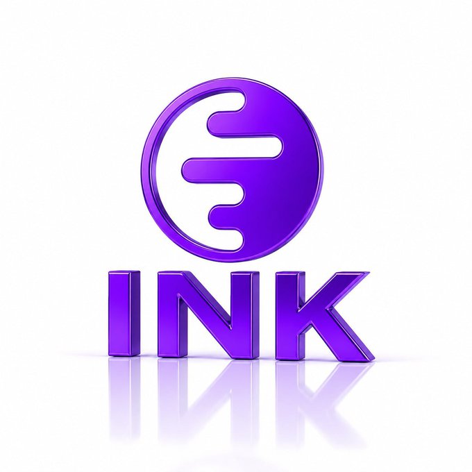 A 3D purple logo featuring an 'e'-like symbol inside a circle above the word 'INK' on a white reflective surface.