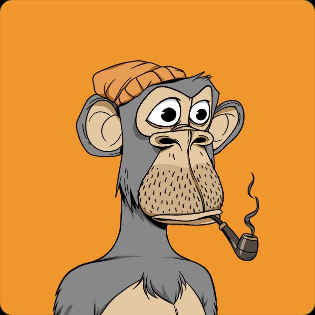 A cartoon illustration of a grey monkey with a beard, wearing an orange beanie and smoking a pipe against an orange background.