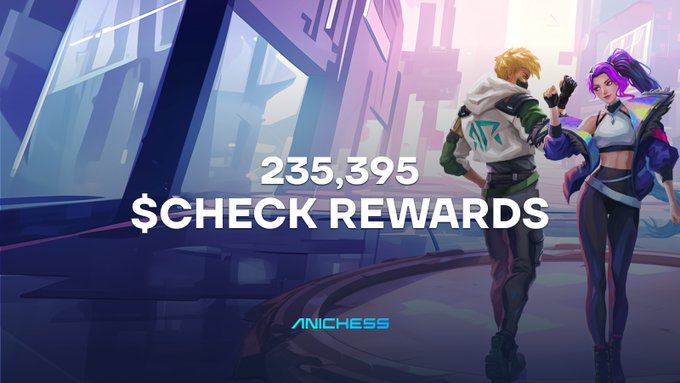 The image features a man and woman walking down a street with a large sign that says "235,395 $CHECK REWARDS" above them. The text also mentions that there are "150,000 S8 rewards", which could be referring to a leaderboard or some sort of reward system for players in the game they're playing.

The image is related to the post because it shows how much money has been paid out as rewards for completing certain tasks or achieving milestones within the game. The man and woman walking down the street are likely characters from the game, and their presence in front of a large sign with numbers on it suggests that they might be participating in an event or competition related to the rewards system.