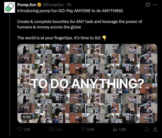 The image features a collage of various images, including one with a person holding a gun and another with a person wearing a backpack. The text overlaying these images reads "To do anything?". This message seems to be part of a social media post or advertisement related to cryptocurrency.