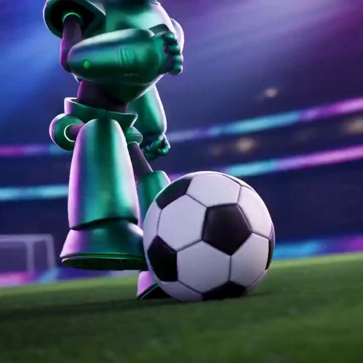 The image features a green robot standing on a soccer field, holding a soccer ball in its hands. The robot appears to be playing soccer as if it were a real player. The background of the image shows a stadium with purple lights, indicating that this scene takes place during an evening or nighttime event at a sports venue. The post about SwissBorg and the $BORG Cup is related to the image because it promotes a game where players can win by predicting soccer games accurately using their instincts. This type of game encourages people to engage with sports in a fun and interactive way, making it an appealing activity for those who enjoy soccer or other sports.
