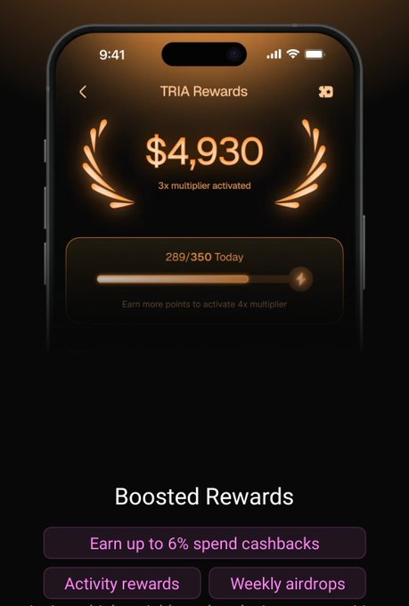 "I have been tracking @useTria Season 3 meta, many miss that points form a permanent ladder to Monthly Mystery Boxes with utility: cashback, travel credits, perks, equity draw access at top tiers."